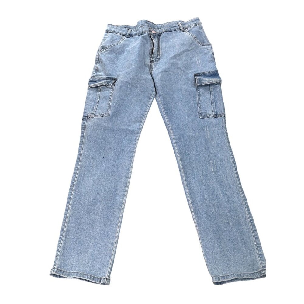 Shein Womens Light Blue Cargo Jeans Size M